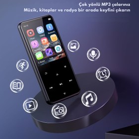 Resim 64 GB MP3 Çalar, Bluetooth 5.3, HiFi Ses, FM Radyo, 2,4 inç Ekran 