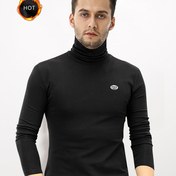 Resim Erkek Rahat Spor Balıkçı Yaka Polar Üst, Sonbahar Kış İçin Sıcak Termal Sıska Fit Üst 
