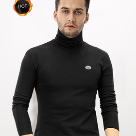 Resim Erkek Rahat Spor Balıkçı Yaka Polar Üst, Sonbahar Kış İçin Sıcak Termal Sıska Fit Üst 
