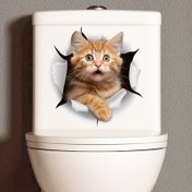 Resim 3D Turuncu Kedi Tuvalet Stickerları - Eğlenceli Kendinden Yapışkanlı Duvar Çıkartmaları, Kağıt Arasından Bakışlı Oynak Yavru Kedi Tasarımı, Banyo Dekoru ve Hediyeler İçin Mükemmel, Banyo Dekorasyonu | Gerçekçi 3D Etki | Plastik Yapı, Noel Dekoru 