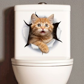 Resim 3D Turuncu Kedi Tuvalet Stickerları - Eğlenceli Kendinden Yapışkanlı Duvar Çıkartmaları, Kağıt Arasından Bakışlı Oynak Yavru Kedi Tasarımı, Banyo Dekoru ve Hediyeler İçin Mükemmel, Banyo Dekorasyonu | Gerçekçi 3D Etki | Plastik Yapı, Noel Dekoru 