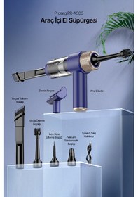 Resim Proseg Pr-as03 6500pa Şarjlı 1800mah Batarya Lacivert Araç İçi El Süpürgesi 