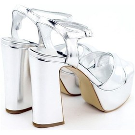 Resim Slt 360 Platform Topuklu Abiye Ayakkabi Gümüş 