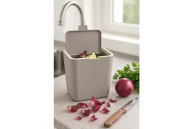 Resim Flip 6 Lt Banyo Mutfak Tezgah Üstü Çöp Kovası, Kum Beji 