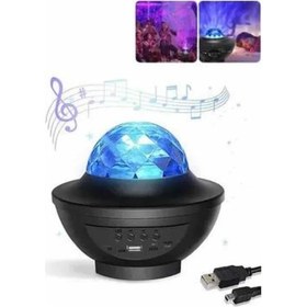 Resim Masa Ve Gece Lambası Renkli Projektör Işıklı Disko Topu Bluetooth Hoparlör Mavi 
