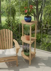Resim 3 Katlı Ahşap Köşeli Çok Amaçlı Çevir Kur Dekoratif Çiçeklik - Saksılık Yan Sehpa Ahşap 