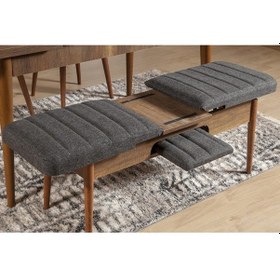 Resim Palermo Benchli Yemek Masası Takımı Ceviz Antrasit 