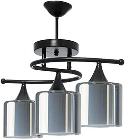 Resim Modavize FUJİ Salon - Mutfak - Yatak Odası Siyah Modern Füme Çift Camlı Üçlü Avize siyah 