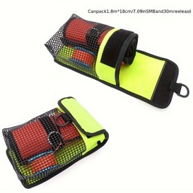 Resim Siyah Fileli Cebi, Neon Yeşil Fermuarı ve Taşıma Askısı ile Dayanıklı Naylon Dalış Hattı Tekerleği ve SMB Bant Depolama Çantası - Dalış Ekipmanları, Dalış Aksesuarları, Su Altı Kamera, Dalış Aksesuarları Depolama, Su Altı Kamera Tutucu, Güvenli Fermuar Kapatma ile Çoklu Bölme Düzenleyici 