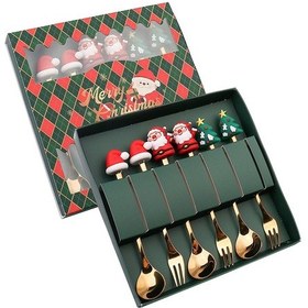 Resim Suntek Yılbaşı 6x Çatal Setleri Kaşık Çatal Parti Düğün Restoran Tarzı D Set 