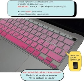 Resim McStorey MacBook Air 13 inç Rusça Klavye Koruyucu – ISO Avrupa (Ters L Enter) – İnce Silikon – A1932 A2179 A2337 (M1) Pembe 