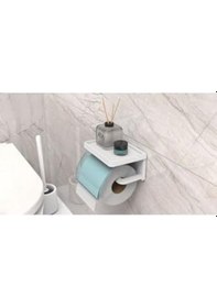 Resim Home Yapışkanlı Kapaklı Tuvalet Kağıdı Askısı Banyo Tuvalet Kağıtlığı Aparatı Peçetelik Organizer Plastik, Mavi Siyah 