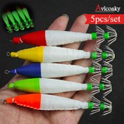 Resim Avlcoaky 5'li Set Işıltılı Karides Balıkçılık Yemleri, Kalamar Jig Kancası ve Yapay Sert Yemi 