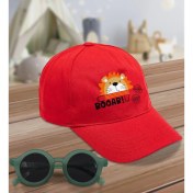 Resim BK Kids Roar Tasarımlı Kırmızı Cotton Çocuk Şapkası ve Yeşil Çocuk Güneş Gözlüğü Hediye Seti 