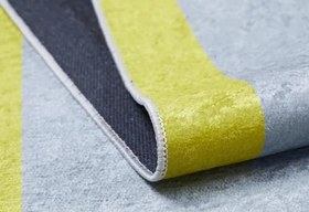Resim Girona Gri Figürlü Modern Geometrik Etnik Desenli Boho Makinada Yıkanabilir Hafif Hav Toz Vermez Leke Tutmaz Kaymaz Taban Dijital Makine Baskı Halı Oturma Odası Salon Yolluk Koridor Mutfak Halısı 