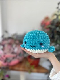 Resim Amigurumi Kadife Mavi Yavru Balina Oyuncağı 