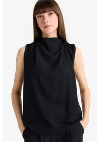 Resim Defacto Regular Fit Balıkçı Yaka Krep Kolsuz Bluz F9149ax25wnbk27 Siyah 