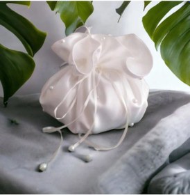 Resim Gelin Takı Para Kesesi İncili Çanta Beyaz 