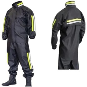 Resim Motosiklet Alt-Üst Pvc Yağmurluk Takım Siyah - Neon Yeşil 