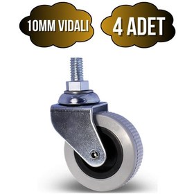 Resim 10mm Vidalı Frensiz Sandalye Tekeri Koltuk Ve Sehpa Tekeri 50mm Gri Frensiz 10mm Vidalı 4 Adet Gri 