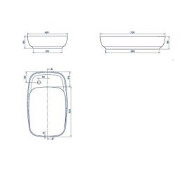 Resim Turkuaz Nova Tezgahüstü Lavabo 70 42 Cm Beyaz 