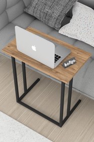Resim Bofigo Metal Ayaklı Laptop Sehpası Kahvaltı Masası Çalışma Sehpası Stabil Çam 