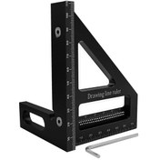 Resim Reedark Alüminyum Ahşapçılık Ölçü Cihazı - 45/90 Derece Açı Ölçümü, Çizim Ve Kalibrasyon İşlevi - Siyah 