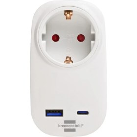 Resim Brennenstuhl Premium Serisi Tek Soketli 20W Hızlı Şarj Özellikli 1 Typ-C + 1 Usb' Li Şarj Korumalı Priz 