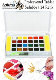 Resim Tablet Sulu Boya 24 Renk Plastik Kutu 1 Paket Monalisa 24 Lü Taş Sulu Boya Tablet Suluboya Resim Hobi Sanat Çok Renkli 