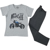 Resim BAŞAK ÇOCUK GİYİM 371806 Motorcycle Kısa Kol Pijama 10y/12y - Gri - 11-12 Yaş 