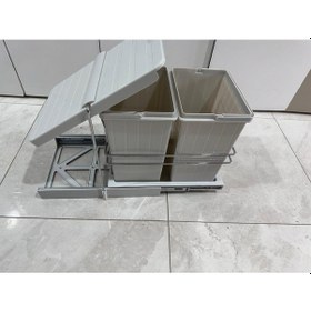 Resim Joy Sürgülü Tezgah Altı Plastik Çöp Kovası İkili 14+14 Litre Açık Gri 