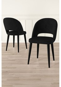 Resim Canisa Pane Serisi 2 Adet Siyah Mutfak Sandalyesi Babyface Kumaş Siyah Ayak Siyah Sandalye Siyah Ayak 