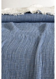 Resim Varol Tek Kişilik 5 Katlı %100 Pamuk Müslin Yatak Örtüsü - Lacivert Lacıvert/160x230cm Lacivert 