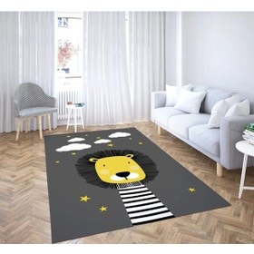 Resim Yıldızlı Bulutlu Kral Aslan Dijital Baskı Çocuk Oda Halısı 
