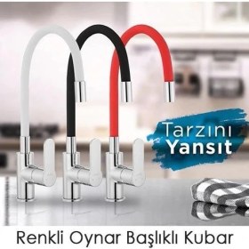 Resim Pileli Store Esnek Kıvrılabilir Renkli Silikon Oynar Başlıklı Musluk Bataryası Başlığı Kubar 