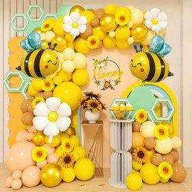 Resim 119 Parça Sarı Arı Çelenk Kemer Balon Seti, Sarı Ten Rengi Altın Lateks Balonlar, Sarı Arı ve Papatya Alüminyum Film Balonlar Doğum Günü Partileri, Tema Partileri ve Mezuniyet Baloları ve Diğer Arka Plan Süslemeleri İçin! 