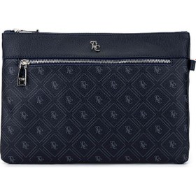 Resim Tamer Tanca Kadın Suni Deri Lacivert Desen Clutch Çanta 743 2337 Bn Cnt Sk25-26 Lacı Gfrj Laci 