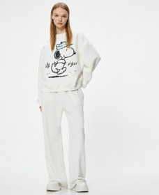 Resim Şardonlu Snoopy Baskılı Lisanslı Oversize Sweatshirt 