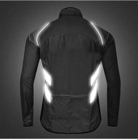 Resim Wosawe Erkekler Bisiklet Ceket Rüzgar Geçirmez Yansıtıcı Uzun M Siyah 