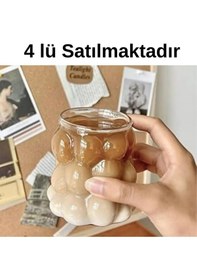 Resim 4lü Isıya Dayanıklı Borosilikat Boncuk Şekilli Bardak Kahve Ve Sunum Bardağıı Şeffaf 