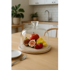 Resim Akayev Traverten 25 cm Cam Fanus 