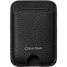 Resim Calvin Klein FOIL EMBOSS MAGNETIC Deri RFID Manyetik Telefon Kart Tutucu 