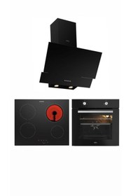 Resim Esty -Silverline Elektrikli Ocaklı Karma Ankastre Set(Esty 3480 Siyah -SLV VC8210B01-AEF6601B03) 