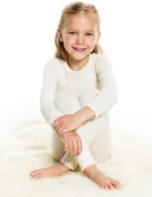 Resim Outlet Angora Yünü Doğal Termal Çocuk Uzun Tayt İçlik (Unisex) Beyaz - Beyaz / 3-4 YAŞ (104) 