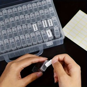 Resim 42 Parça Şeffaf Plastik Saklama Kutusu Seti DIY Elmas Boyama, Boncuk & Takı Aksesuarları İçin - Kolay Sıralama için Etiketli Taşınabilir Düzenleyici, DIY Proje Saklama|Bölümlü Kutu|Dayanıklı Saklama Kutusu 
