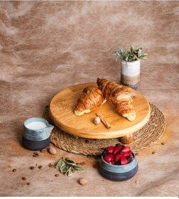 Resim 2 Li Risus&lucca Top Ayaklı 29 Cm Ve 29 Ahşap Pasta Sunum Tabağı 