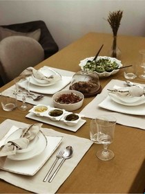 Resim 6'lı Naturel Keten Amerikan Servisi 