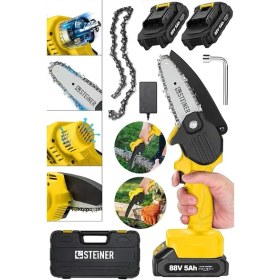 Resim CetKing Alman 88 V 5 Ah Akülü Dal Kesme Budama Testere Bıçkı Makinesi Çift Akülü Çantalı 10 cm Pala Zincir - ST0518R215400347 