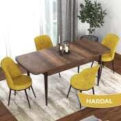 Resim Canisa Concept Kor Serisi Barok Ahşap Desen 70X114 Açılabilir Mutfak Masa Takımı, 4 Adet Sandalye 