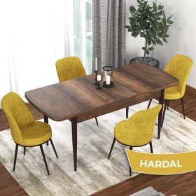 Resim Canisa Concept Kor Serisi Barok Ahşap Desen 70X114 Açılabilir Mutfak Masa Takımı, 4 Adet Sandalye 